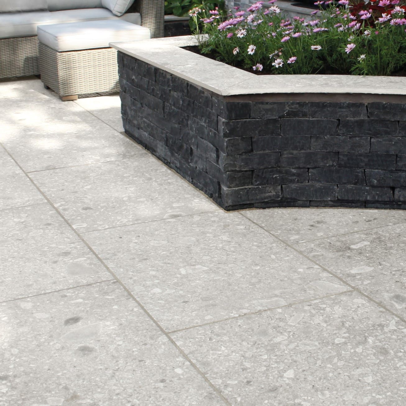 Carbon Black Limestone Walling