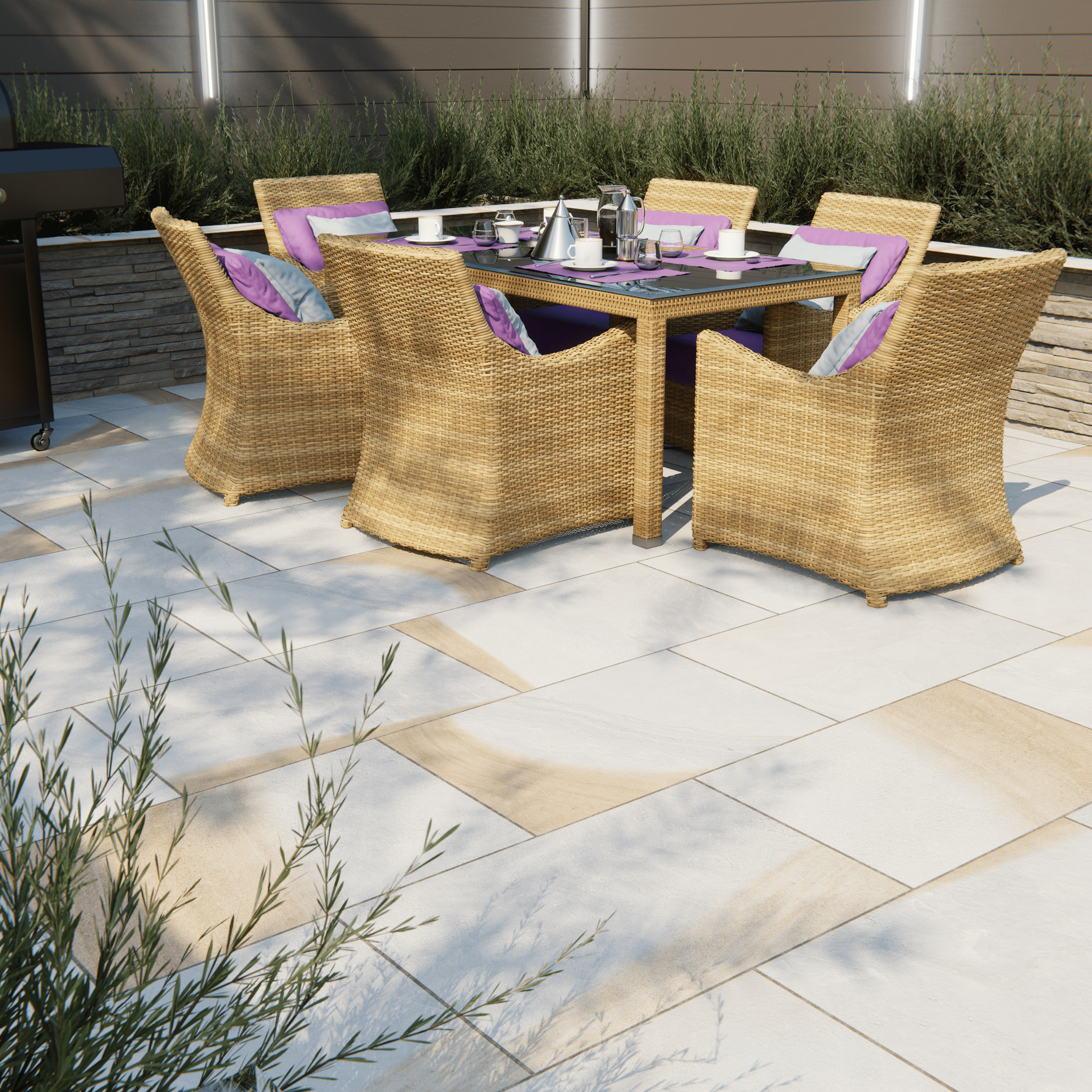 York Mix Flamed Sandstone Patio Paving